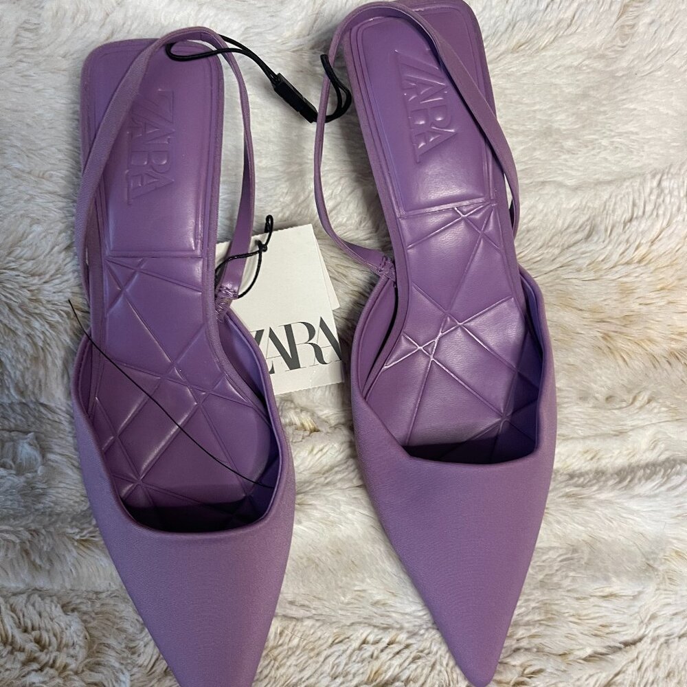 Zara Slingback Kitten-Heel Shoes in mauve purple size 39 - Picture 3 of 5